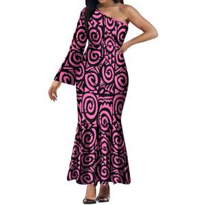 Stile polinesiano singolo Off-spalla abito da ballo a manica lunga Bodycon abito da sera donna tropicale abito da festa basso MOQ - Product Image 2