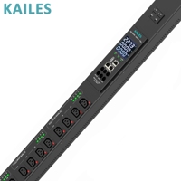 KAILES(KLS) K55 Série ZD PDU intelligent 32A Monophasé 16 prises C13 (Anti-chute)+2 disjoncteurs 200-240VAC Noir industriel