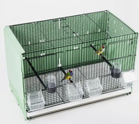 Cage à oiseaux moderne et compacte améliorée - 4 portes avant, panneau arrière complet, séparateur, plateau en plastique pour l'élevage de perroquets, volière, protection des graines