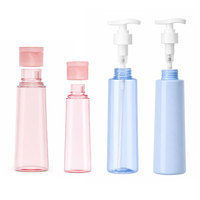 Flacon de lotion en plastique PET transparent avec pompe, forme cylindrique, personnalisable avec logo, pour cosmétiques, shampooing, huiles essentielles