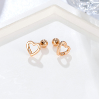 Pendientes de tuerca con cierre de rosca al por mayor de NYH Jewelry, aretes de moda para mujer con forma de corazón y circonita, chapados en oro.
