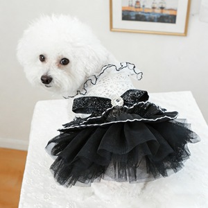 Vestido de tul estilo princesa para mascotas, falda de poliéster negra estilo boda para perros y gatos, para las cuatro estaciones, QZ20260112 13 - Product Image 3