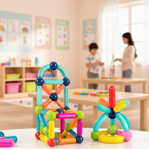 Bâtons de construction magnétiques, jouet magnétique coloré pour enfants - Product Image 3