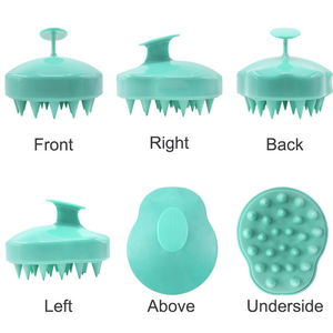 Brosse de massage du cuir chevelu en silicone souple à poils souples, marque privée, pour shampoing - Product Image 4