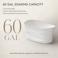 Baignoire ovale en surface solide ondulée blanche ultra-brillante 2026, pour hôtels et usage domestique, épaisseur et taille personnalisables, en pierre artificielle, vente en gros