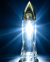 Bouteille de liqueur en verre personnalisée de 500 ml en forme de balle, bouchon doré de luxe, bouteille en verre vide transparente pour whisky, vodka, tequila, spiritueux