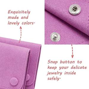 Pochette à bijoux en daim à pression <span class=keywords><strong>de</strong></span> couleur violette assortie pour bijoux sacs-cadeaux <span class=keywords><strong>de</strong></span> petite entreprise Logo personnalisé imprimé - Product Image 2