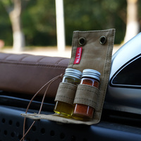 Tas Penyimpanan Bumbu Gaya Farmhouse Chuanyeren Grosir, Kain Kanvas Oilcloth Khaki/Hijau Hutan 30ml*2 untuk Dapur Perkemahan