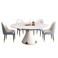 Table à manger moderne en pierre frittée, extensible, avec pieds en métal, couleur personnalisable, pour hôtels et écoles, mobilier de salle à manger, vente en gros
