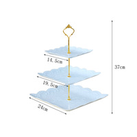 3-laags vierkant snackplateau Dessertstandaard Gedroogd fruitbord Afternoon Tea Cake Rack Minimalistische Europese stijl