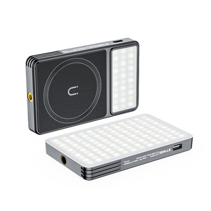 Lumière vidéo LED magnétique double face, lumière de remplissage LED 2500k-9000k, lumière de conférence vidéo à intensité réglable avec batterie externe - Product Image 1