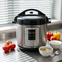 Penanak Nasi Tekanan Listrik Stainless Steel Laris Manis, Layar LED Kontrol Digital, 12-in-1, Memasak Otomatis, Kapasitas 5.1-6.0L