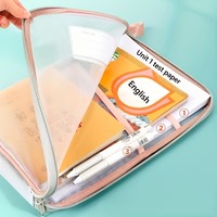 Organizador de Documentos Transparente en Forma de L, de Gran Capacidad, Duradero, de Nailon, con Cierre, para Oficina y Escuela