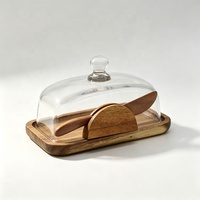 Plateau à beurre rectangulaire en verre, plat à fromage avec couvercle et couteau, sans BPA et portable, boîte à gâteau et dessert pour la cuisine, marque Zhaohai