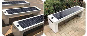 Banc solaire extérieur moderne en acier inoxydable avec recharge sans fil pour patio et parc - Product Image 3
