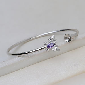 Bracelet papillon en argent S925 fait main avec anneau, ensemble de bijoux en perles élastiques pour femmes, accessoires de support vides 2696 - Product Image 4