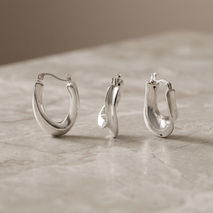 Modernos Pendientes de Aro con Tubo Trenzado en Plata de Ley 925 - Product Image 2