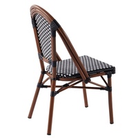 Noir blanc français parisien Patio café fauteuils en osier meubles extérieur jardin rotin Bistro chaises de salle à manger