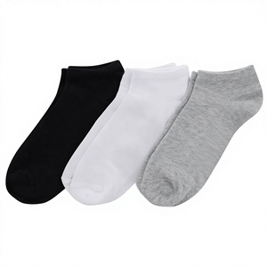 Wholesale <b>Black</b> White and Gray Casual Anti-Bacterial Polyester Spring Breathable Ankle Boat <b>Socks</b> Men - Product Image 2