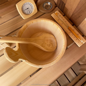 Sauna Exterior Personalizada de Fábrica para 2-4 Personas, Sauna de Barril de Madera de Cedro Sólida Impermeable con Calentador Eléctrico - Product Image 5