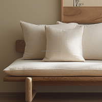 Sofá Moderno de Madera Maciza Tapizado Estilo Wabi-Sabi para 2/3 Personas, Silla de Madera Natural