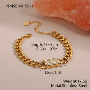 Pulsera personalizada estilo hip-hop con diamantes incrustados, cadena redonda pulida simple, moda urbana, diseño sencillo - Product Image 4