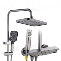 Système de douche haute pression de luxe gris chromé avec touches de piano, ensemble de douche pluie en aluminium avec valve en céramique pour salles de bain de villas