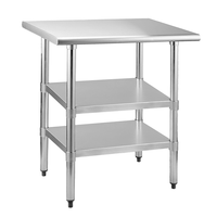 Table de travail de cuisine commerciale assemblée Table de travail en acier inoxydable à double couche Table de travail en acier inoxydable
