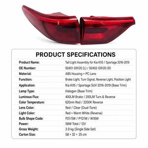 Conjunto de Luz Trasera Roja OEM Nuevo, OE 92401-D9000, Luz LED de Freno, Direccional y Reversa para KX5 Sportage QL 2016-2019 - Product Image 4