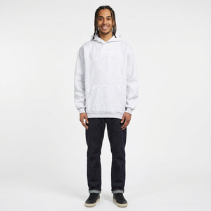 Sweat à capuche en polaire polyester/coton blanc pour homme, durable, grande taille, coupe classique, uni, séchage rapide, respirant, décontracté pour l'hiver - Product Image 1