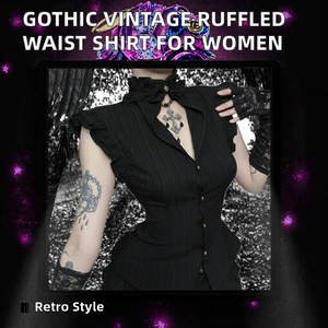 เสื้อถักเนื้อผ้าทึบ ระบายอากาศได้ดี สไตล์โกธิควินเทจ คอตั้งติดกระดุม ดีไซน์ระบาย แต่งระบาย ทรงเข้ารูป สำหรับผู้หญิง เหมาะสำหรับฤดูร้อนและฤดูใบไม้ร่วง - Product Image 2