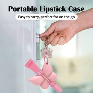 <b>Custom</b> Logo 2.79In Silicone Portable Clip on Butterfly Style Lip Gloss Bracket Keychain Pendant for <b>Lipstick</b> Perfume - Product Image 4