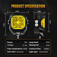 Vente en gros de feux LED tout-terrain de style Baja 4x4, feux de poche à lentille ambrée pour ATV, UTV, pick-up