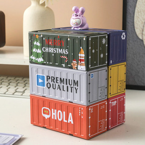 Container Display Box Miniature Model Ornament Stackable Tin Storage Box Scene Decoration Rectangle Shape With Lid - Product Image 3
