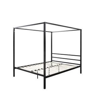 Diseño moderno negro cuatro cama con dosel de metal fácil de montar tamaño queen Marco de hierro resistente camas con dosel de metal para hotel - Product Image 4
