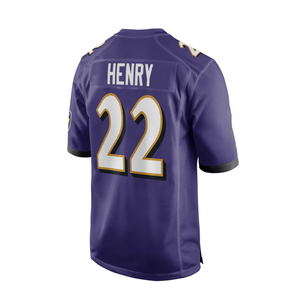 قميص كرة قدم أمريكي مطرز جاهز للشحن، رقم 8 لامار جاكسون ورقم 22 ديريك هنري، للشباب والرجال، زي لاعب - Product Image 3