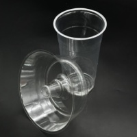Gobelet en Plastique Jetable avec Couvercle pour Frites, Fruits Coupés et Bubble Tea, Design Chaud