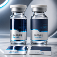 Étiquettes brillantes personnalisées pour petits flacons de peptides, autocollants imperméables pour bouteilles, pour l'emballage d'échantillons, service d'impression QR code et de lots OEM