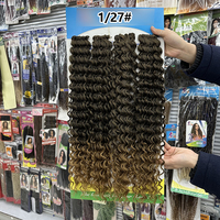 3x 4X Cheveux synthétiques pour tresses au crochet, style Deep Wave et Ocean Wave, pour femme, résistants à la chaleur, en fibre protéinée, bouclés