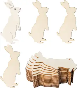 Easter Wooden Bunny Cutouts Unfinished Wooden Rabbit Cutouts Blank Bunny Wood Slices Ornaments