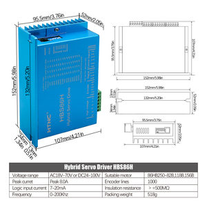 Moteur pas à pas HLTNC Nema 34 à boucle fermée 4,5 Nm 8,5 Nm 12 Nm avec <span class=keywords><strong>driver</strong></span> servo hybride HBS86H 400 W 60 V et alimentation pour routeur CNC - Product Image 4
