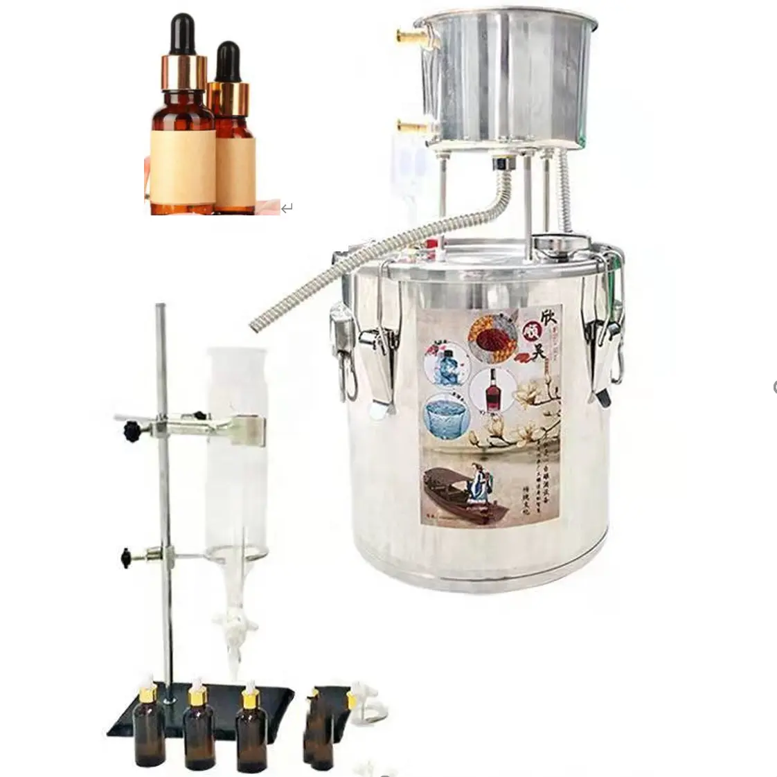 Destilador home do álcool do uso fácil/óleo essencial do aço inoxidável que faz a máquina/destilador do vapor do óleo essencial