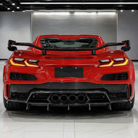 Kit combiné de diffuseur arrière et de spoiler en fibre de carbone véritable pour Chevrolet Corvette Z06 C8, style aérodynamique extérieur