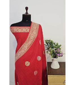 Sari Banarasi Tassur Kadhwan Pur Fait Main par un Designer, Tissé à la Main, en Tissu Tassur Premium, Vêtement Ethnique pour Fêtes, Toutes Saisons - Product Image 1