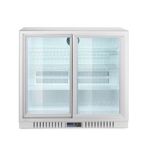 Réfrigérateur de bar Arktic 150L pour cuisine commerciale, argenté, 2 portes coulissantes, 220-240V/160W, 900x520x840mm (H) - Product Image 1