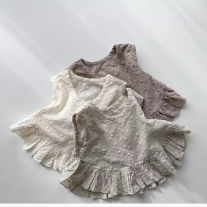 Ensemble de vêtements pour bébé fille, vêtements de boutique pour bébé fille, en coton vintage coréen, 3 pièces, débardeur, short, chapeau, ensembles de vêtements d'été pour filles - Product Image 1