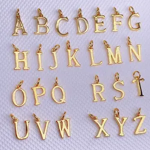 24k Gold Plated Personalized Minimalist Alphabet Monogram Initial Letter Charm Pendant