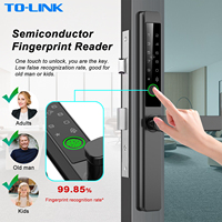 Serratura per Porta Scorrevole in Vetro con Impronta Digitale e Codice, Telaio in Alluminio Tolink