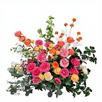 Arrangement floral artificiel en soie rose et bleu tendance 2026 pour allée de mariage, décoration de mariage pour entrée et fête