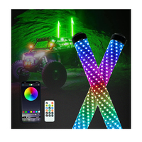 Fouet LED personnalisé de 2.2 pouces 1FT 2FT 3FT RGB Chasing APP Lumières fouet de couleur éclairées à distance pour ATV UTV